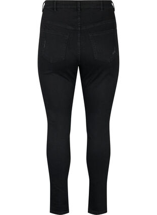 Tight-fitting jeans with rip details, Black, Packshot image number 1