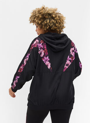 Sports jacket with floral print details, Flower Print, Model image number 1