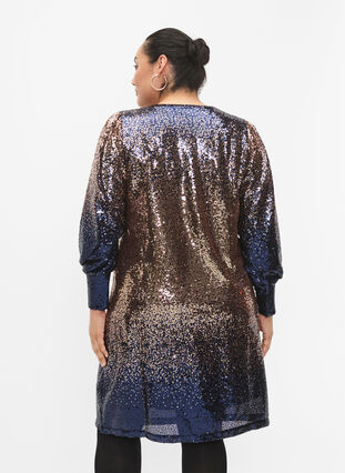 Sequin dress with balloon sleeves, Evening Blue Cobber, Model image number 1