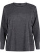 Melange blouse with round neck and long sleeves, Dark Grey, Packshot image number 0