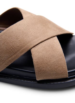 Faux suede sandal with cross straps, Woodsmoke, Packshot image number 3
