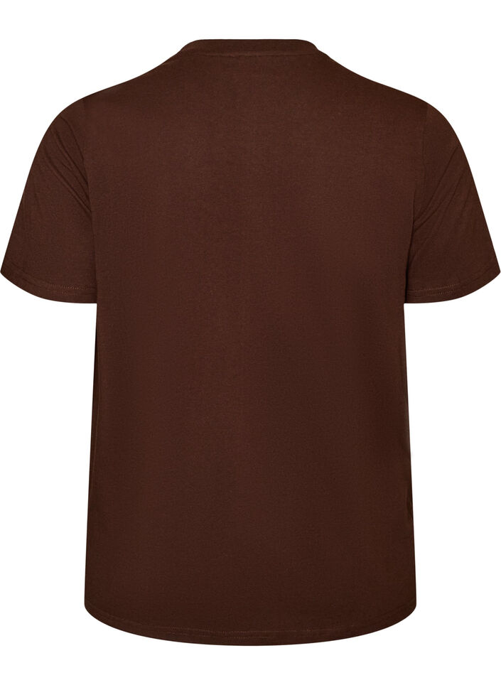 T-shirt in organic cotton with print, Brown, Packshot image number 1