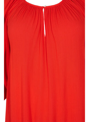 Viscose dress with 3/4 sleeves, Fiery Red, Packshot image number 2
