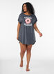 Short sleeve nightgown with text print, Black, Model image number 1