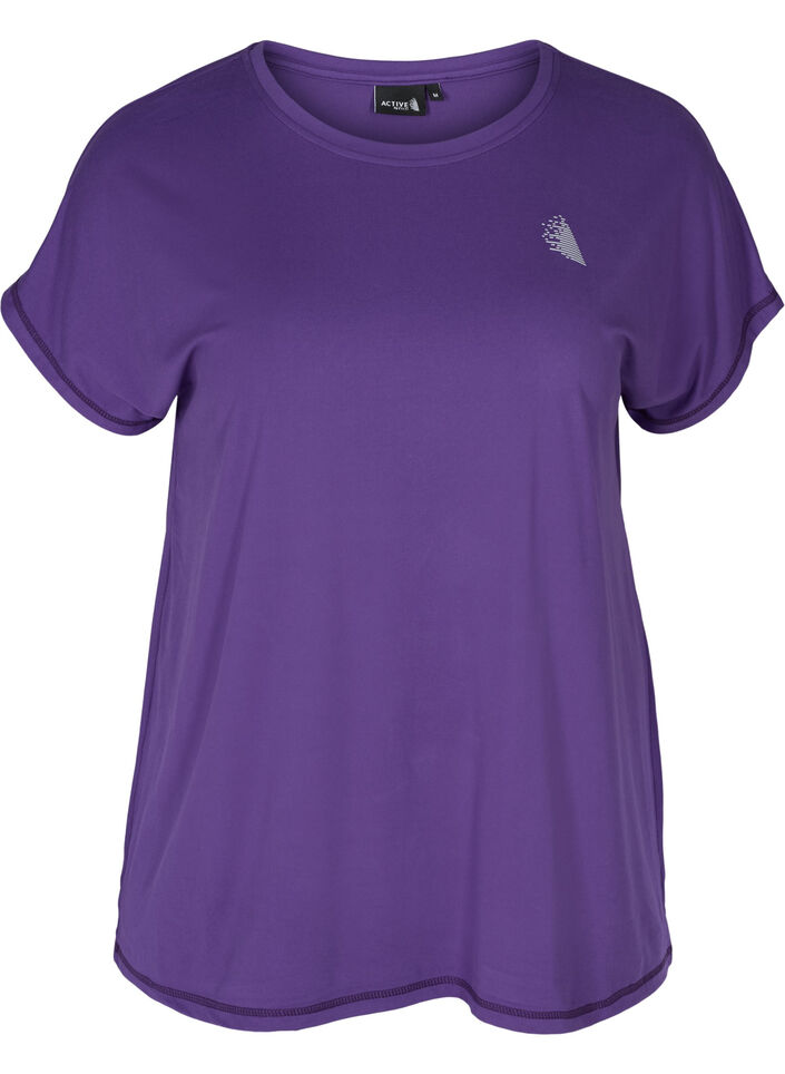 Solid-coloured workout T-shirt, Purple, Packshot image number 0