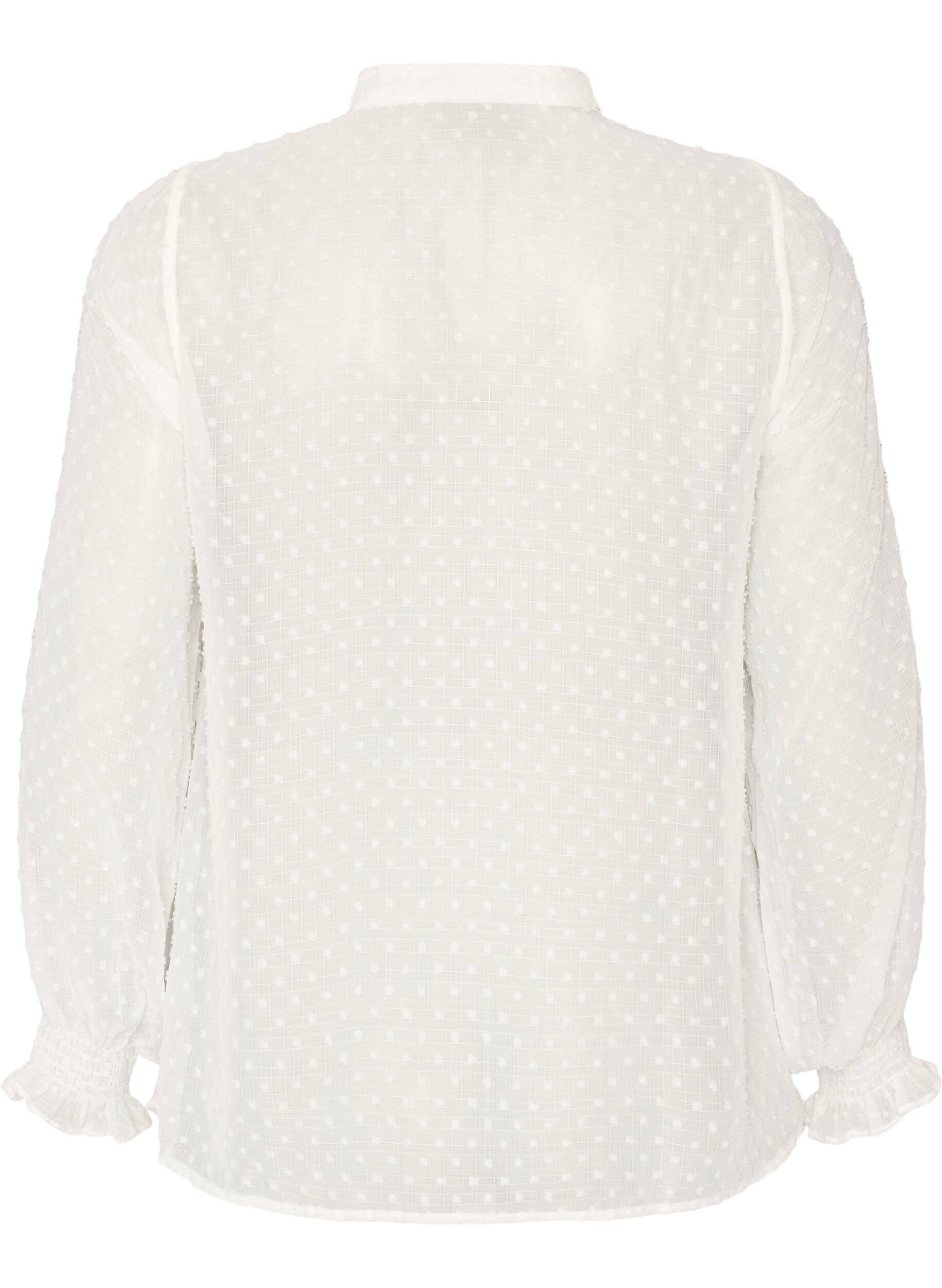 ZizzifashionShirt blouse with lace insert and dot pattern, Vanilla, Packshot image number 1