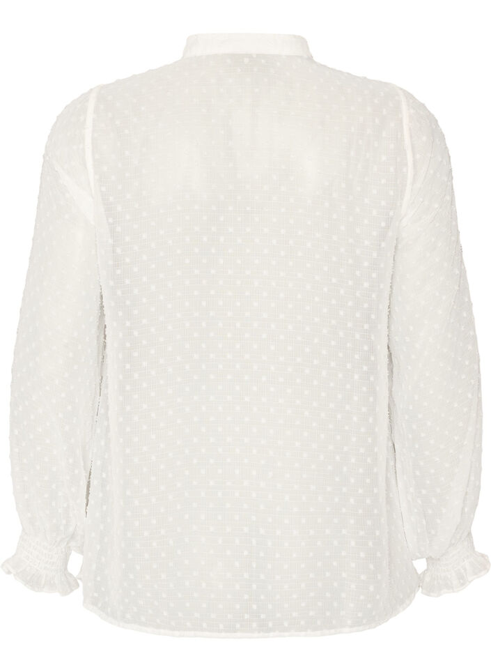 Shirt blouse with lace insert and dot pattern, Vanilla, Packshot image number 1