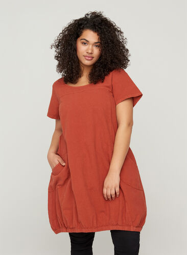 Short-sleeved cotton dress, Arabian Spice, Model image number 0