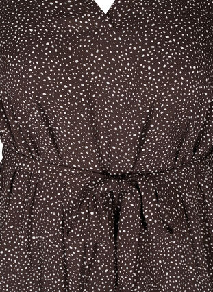 Polka dotted tie-waist tunic, Brown w. White, Packshot image number 2