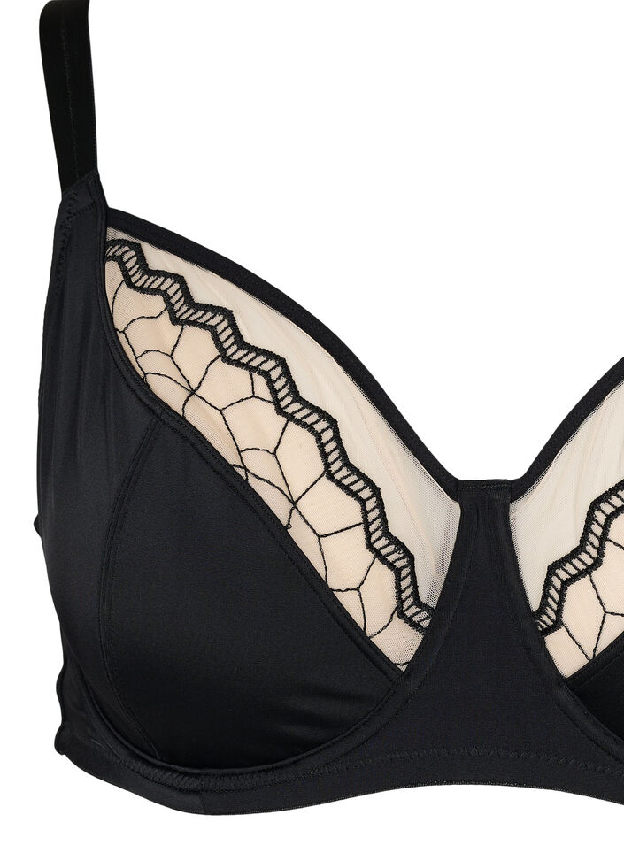 Patterned underwire bra, Black, Packshot image number 2
