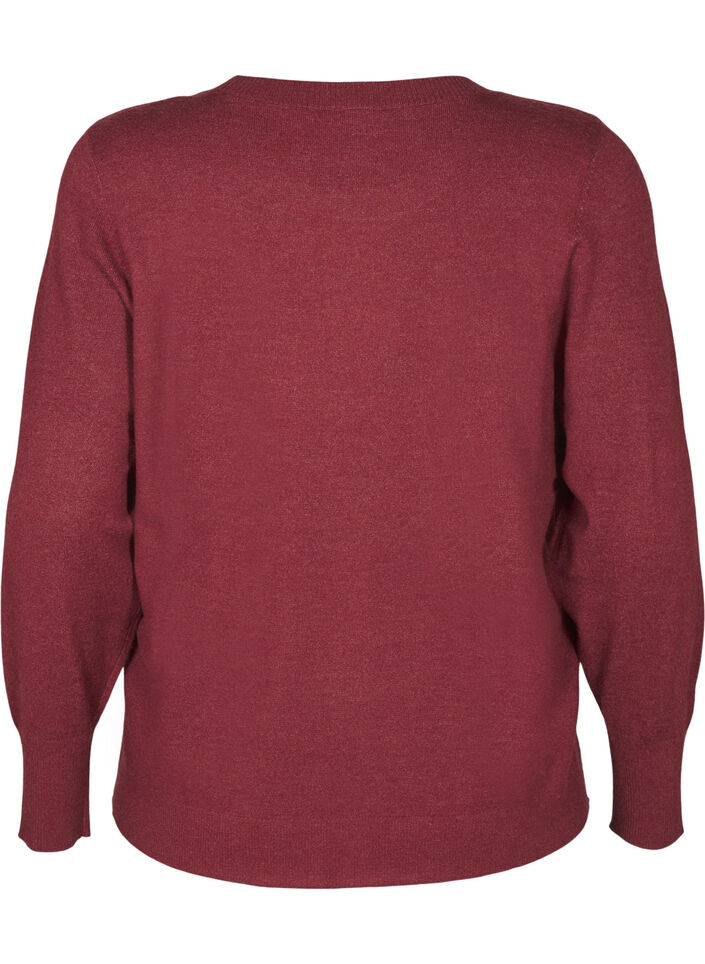 Knitted blouse with a round neck, Red, Packshot image number 1