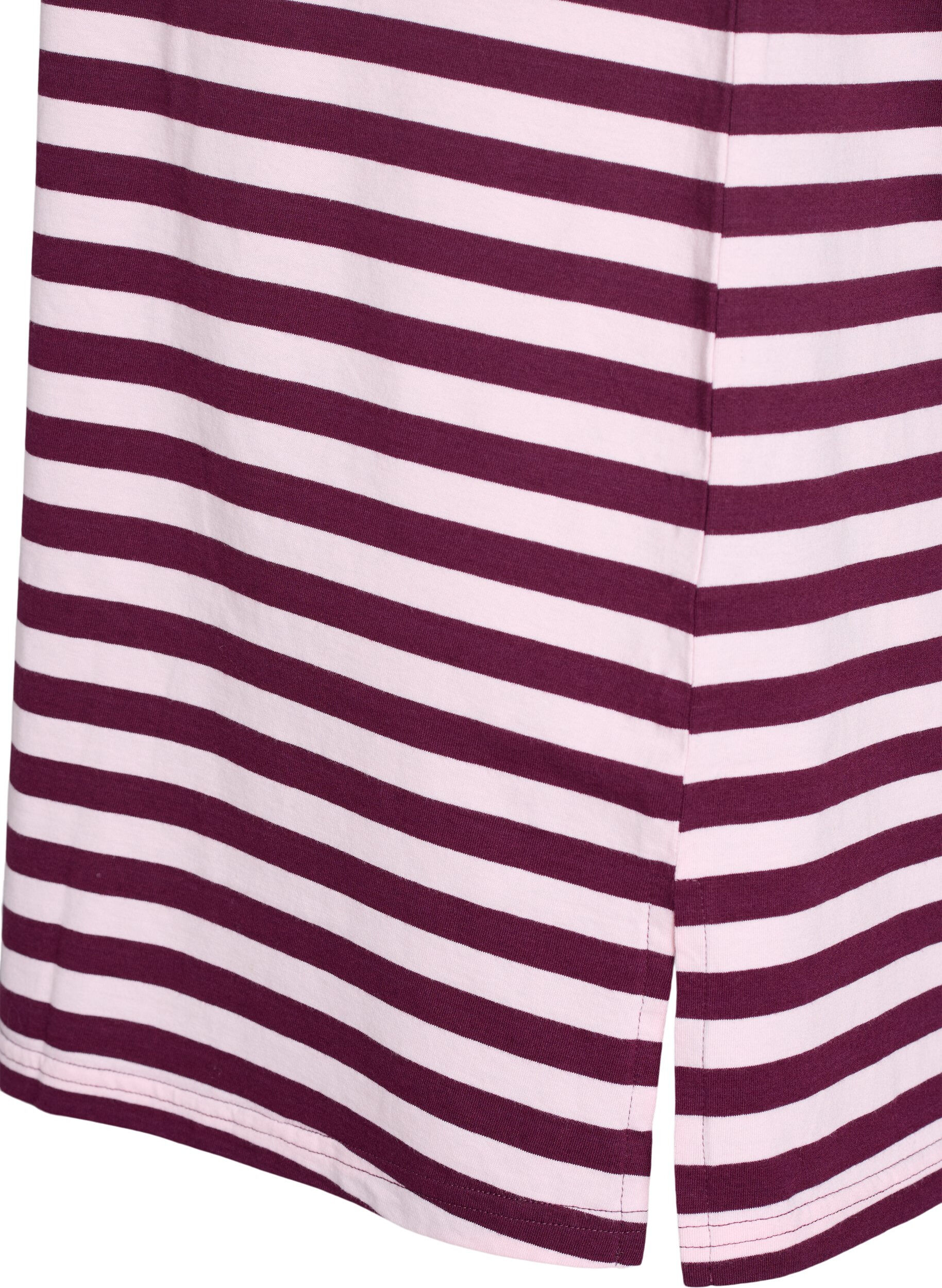 Zizzifashion Long night t-shirt in organic cotton with stripes, Red, Packshot image number 3