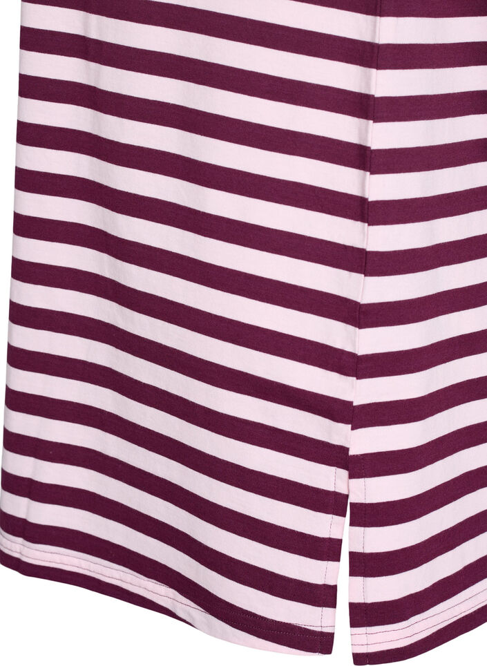 Long night t-shirt in organic cotton with stripes, Red, Packshot image number 3