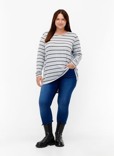 Patterned blouse with long sleeves, LGM Stripe, Model image number 2