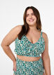 Bikini top with print and ruffle details, Green, Model image number 0