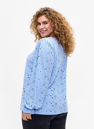 Long-sleeved blouse with hole pattern, Serenity, Model image number 1