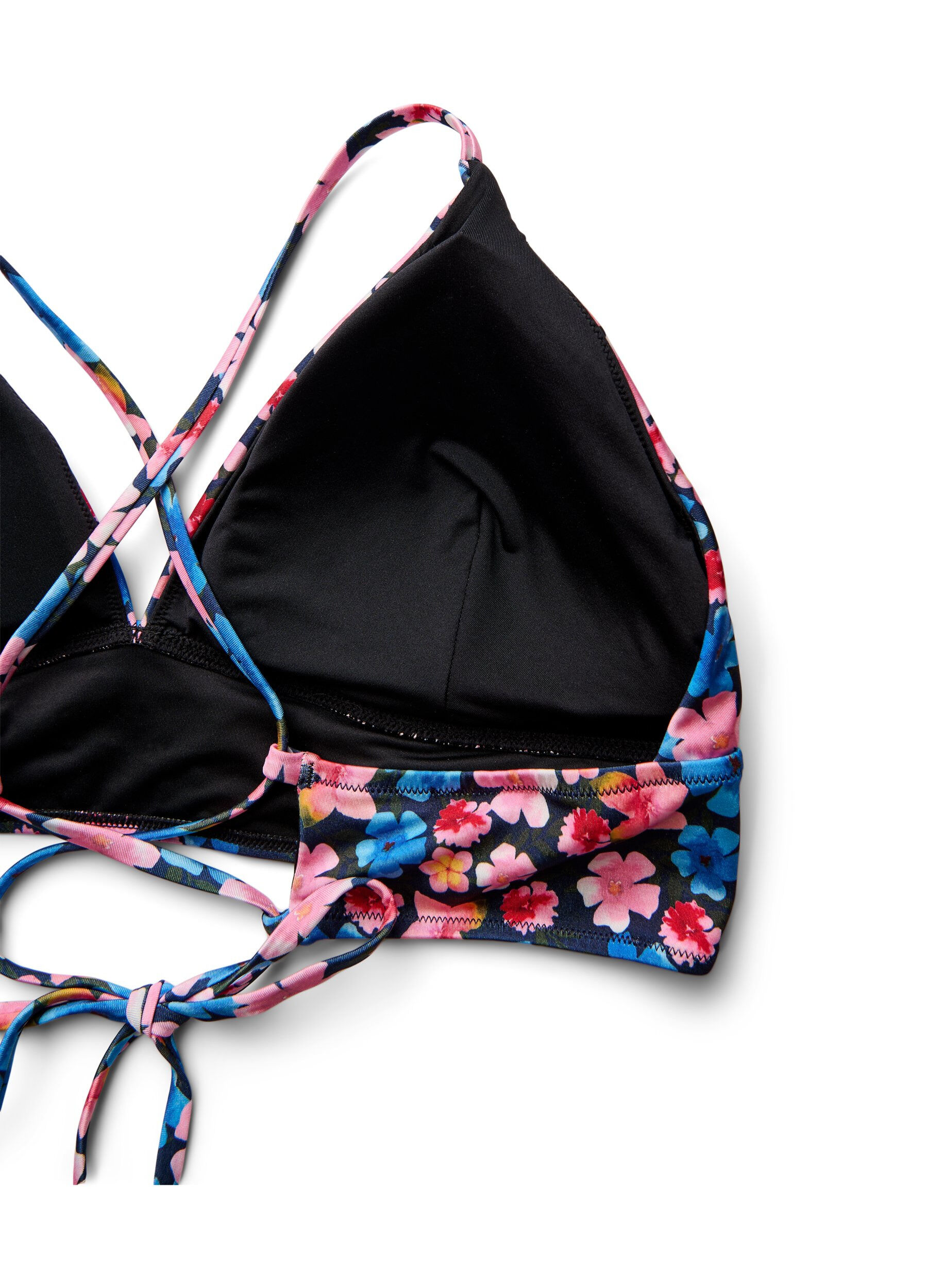 Zizzifashion Floral bikini top with tie back, Red, Packshot image number 3
