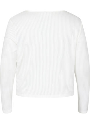 Ribbed cardigan with tie-string, White, Packshot image number 1