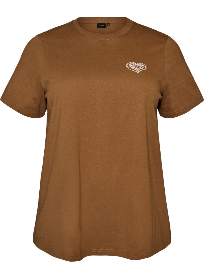 Cotton T-shirt with print, Brown, Packshot image number 0
