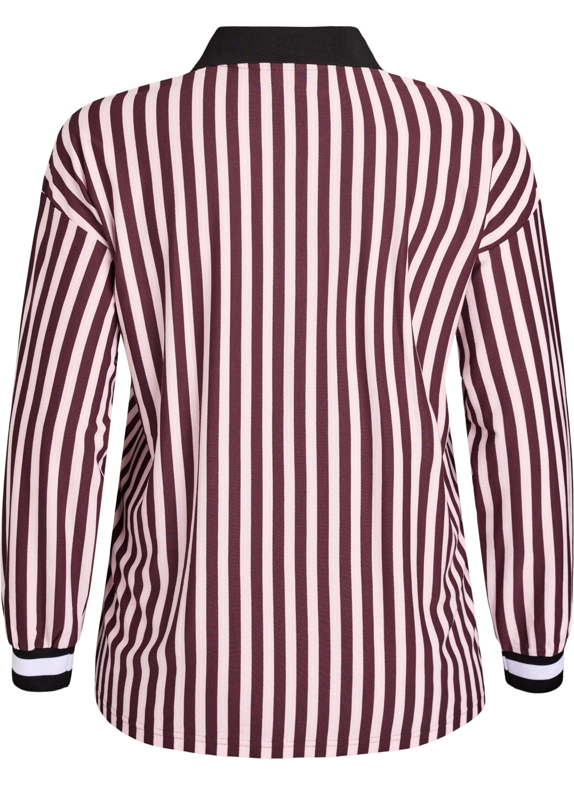 Zizzifashion Polo shirt with stripes and text print, Dark Bordeaux, Packshot image number 1