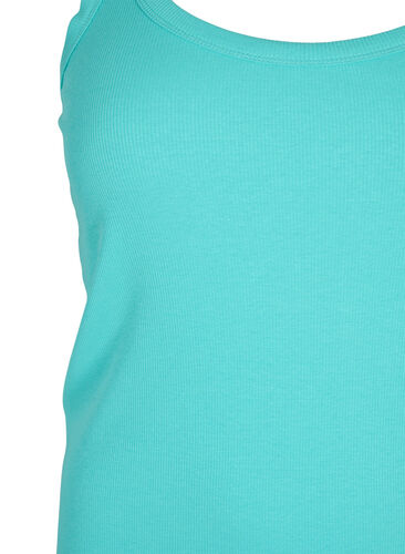 Ribbed tank top in cotton, Blue Turquoise, Packshot image number 2