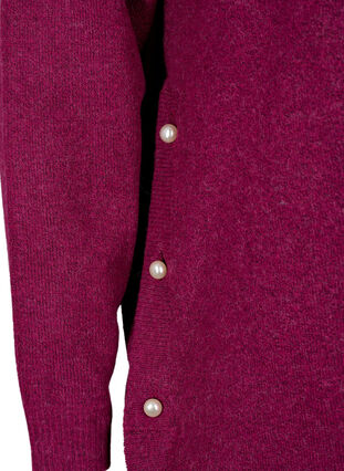 Knitted melange pullover with pearl buttons on the sides	, Raspberry Mel., Packshot image number 3