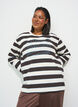 Striped jersey blouse with a sporty text print, Brown, Model image number 0