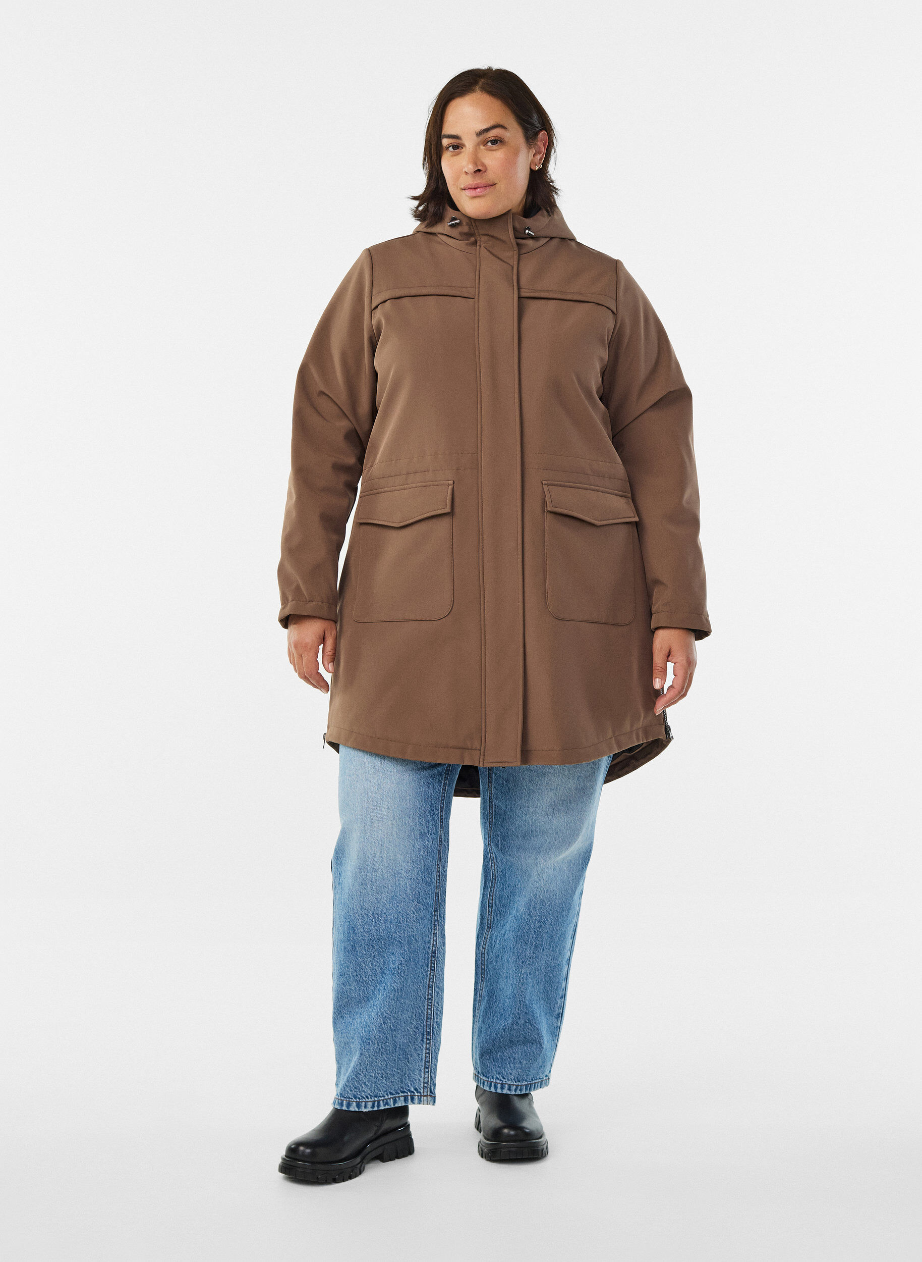 ZizzifashionWater-repellent softshell jacket with quilted lining, Brown, Model image number 1