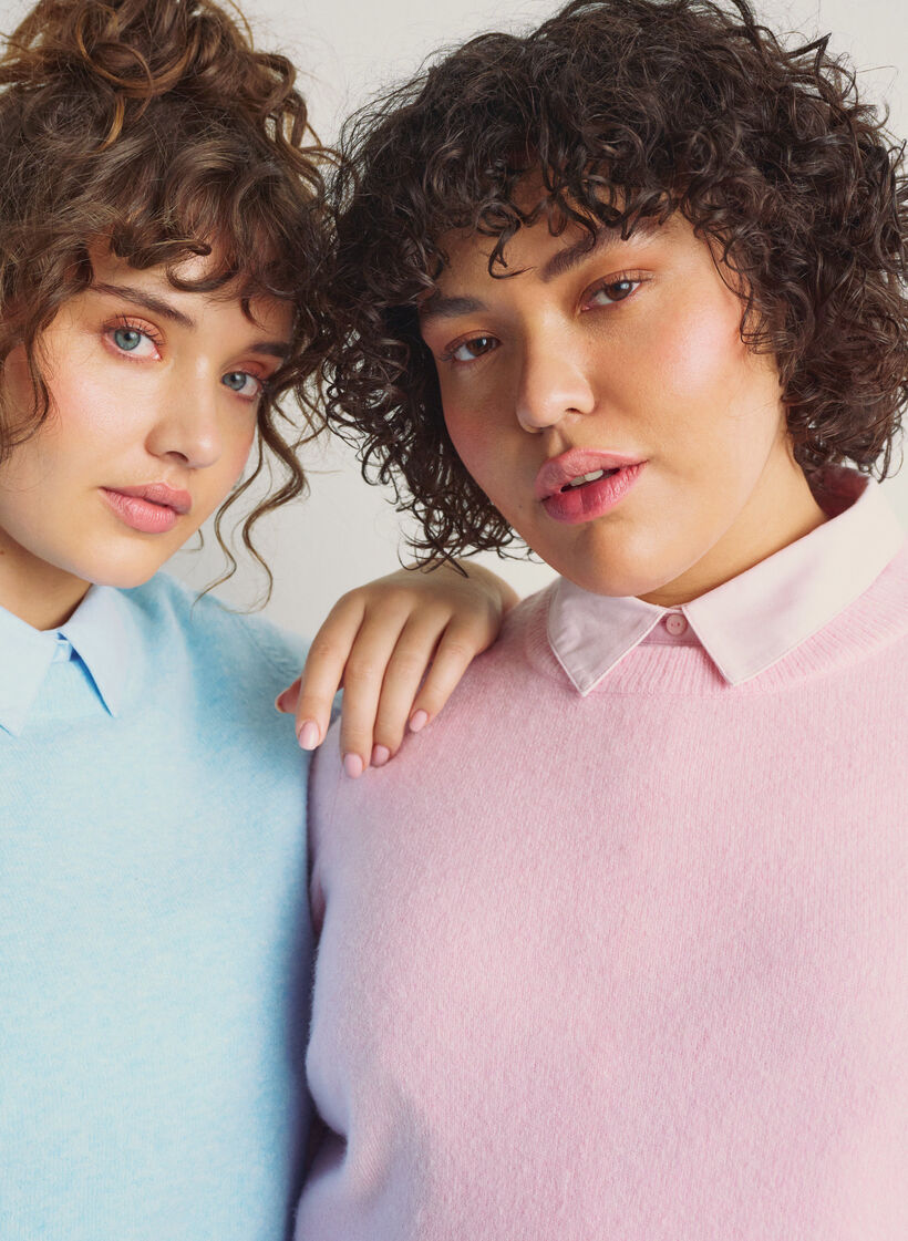 Knitted blouse with short sleeves, Pink, Image image number 0