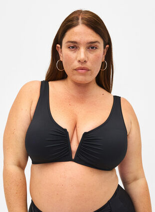 Bikini top with V-wire and removable pads, Black, Model image number 0