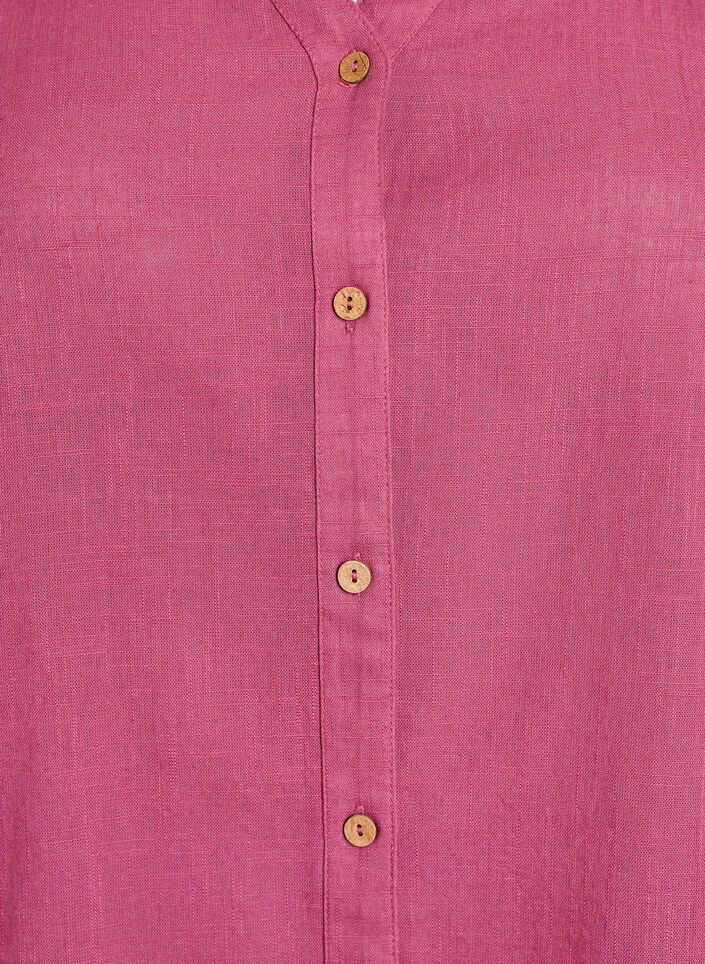 Cotton shirt blouse with a v-neck, Red, Packshot image number 2