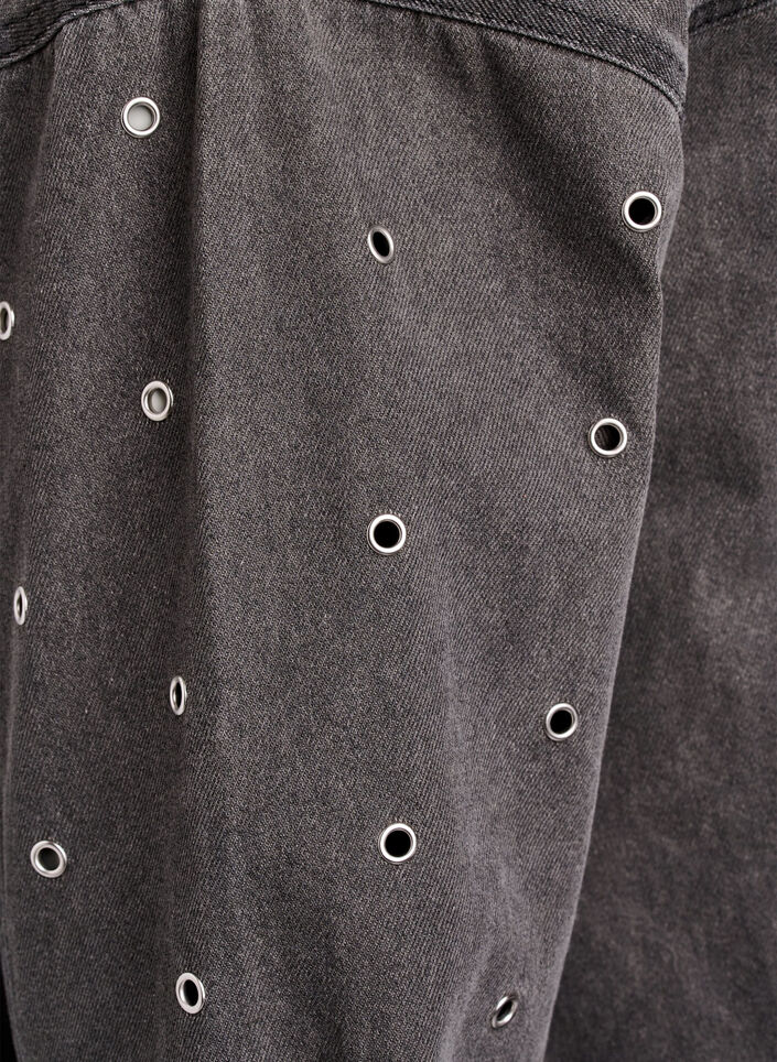Denim shirt with eyelets on the sleeves, Grey Denim, Packshot image number 3