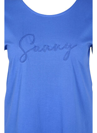 Loose short-sleeved cotton t-shirt, Dazzling Blue SUNNY, Packshot image number 2