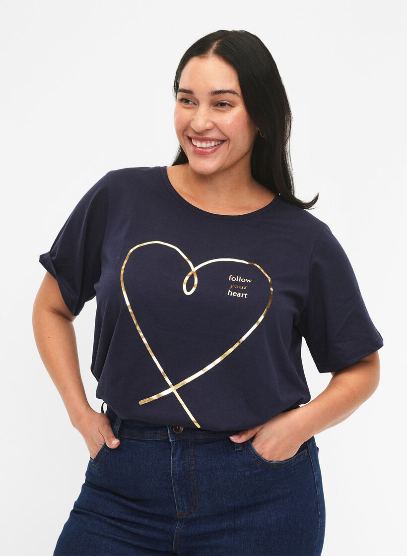 FLASH - T-shirt with motif, Navy Blazer, Model image number 0