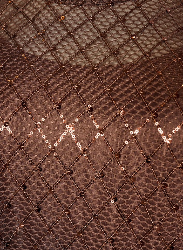 Short sequin dress with a diamond pattern, Brown, Packshot image number 2