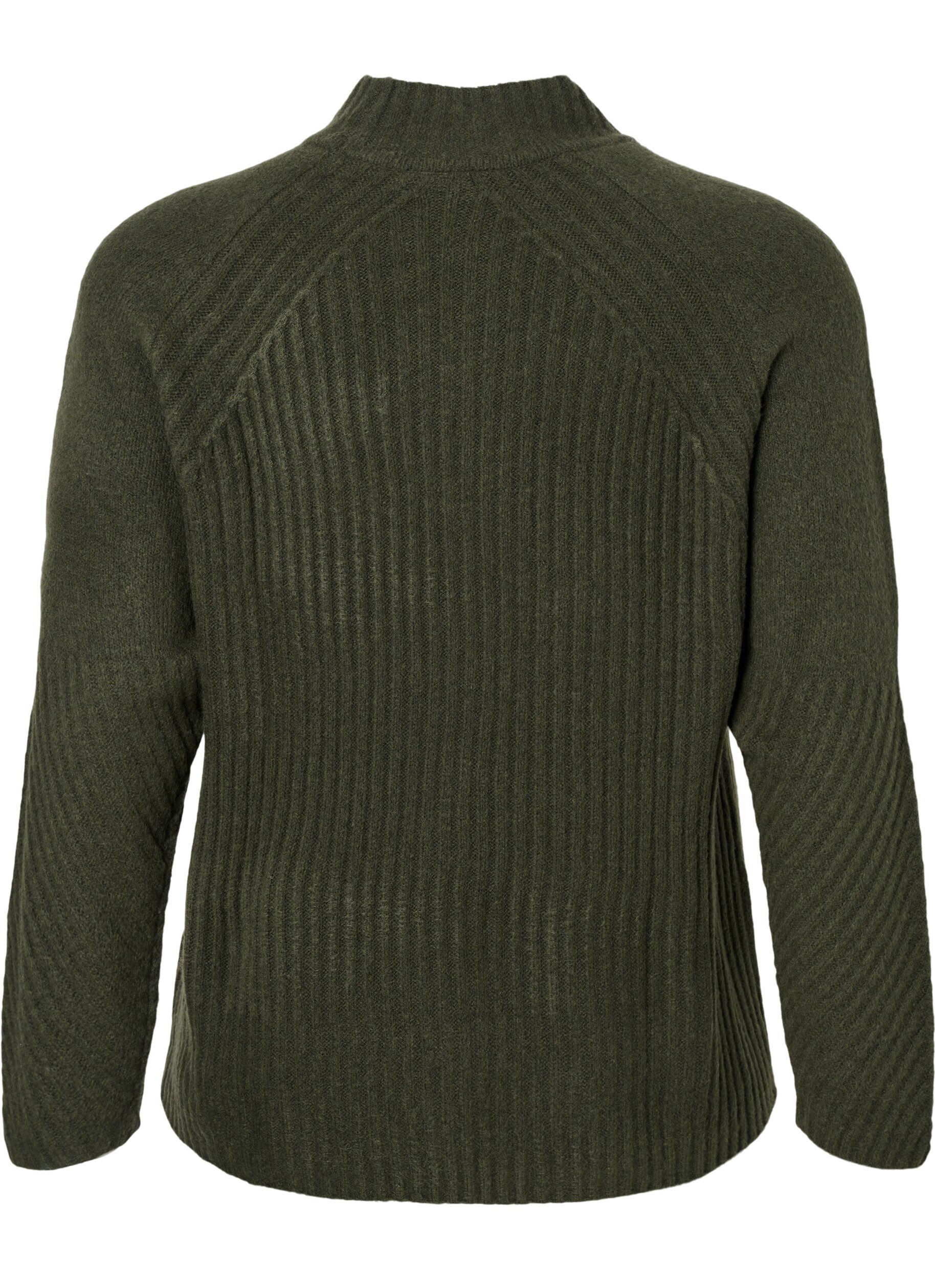 Zizzifashion Turtleneck sweater with ribbed texture, Forest Night Mel., Packshot image number 1