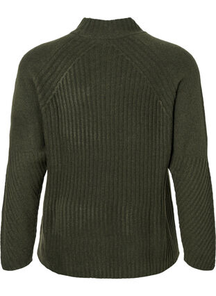 Turtleneck sweater with ribbed texture, Forest Night Mel., Packshot image number 1