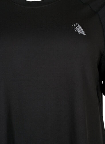 Short-sleeved training t-shirt with round neck, Black, Packshot image number 2