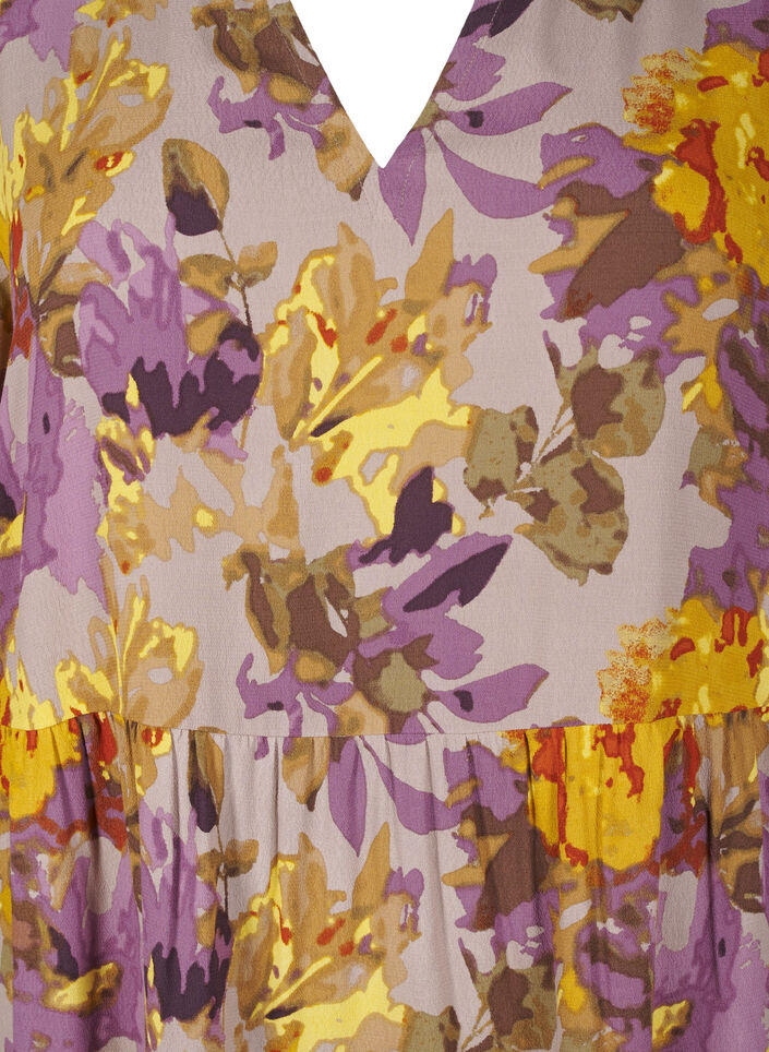 Long-sleeved tunic with floral print, Purple Flower, Packshot image number 2
