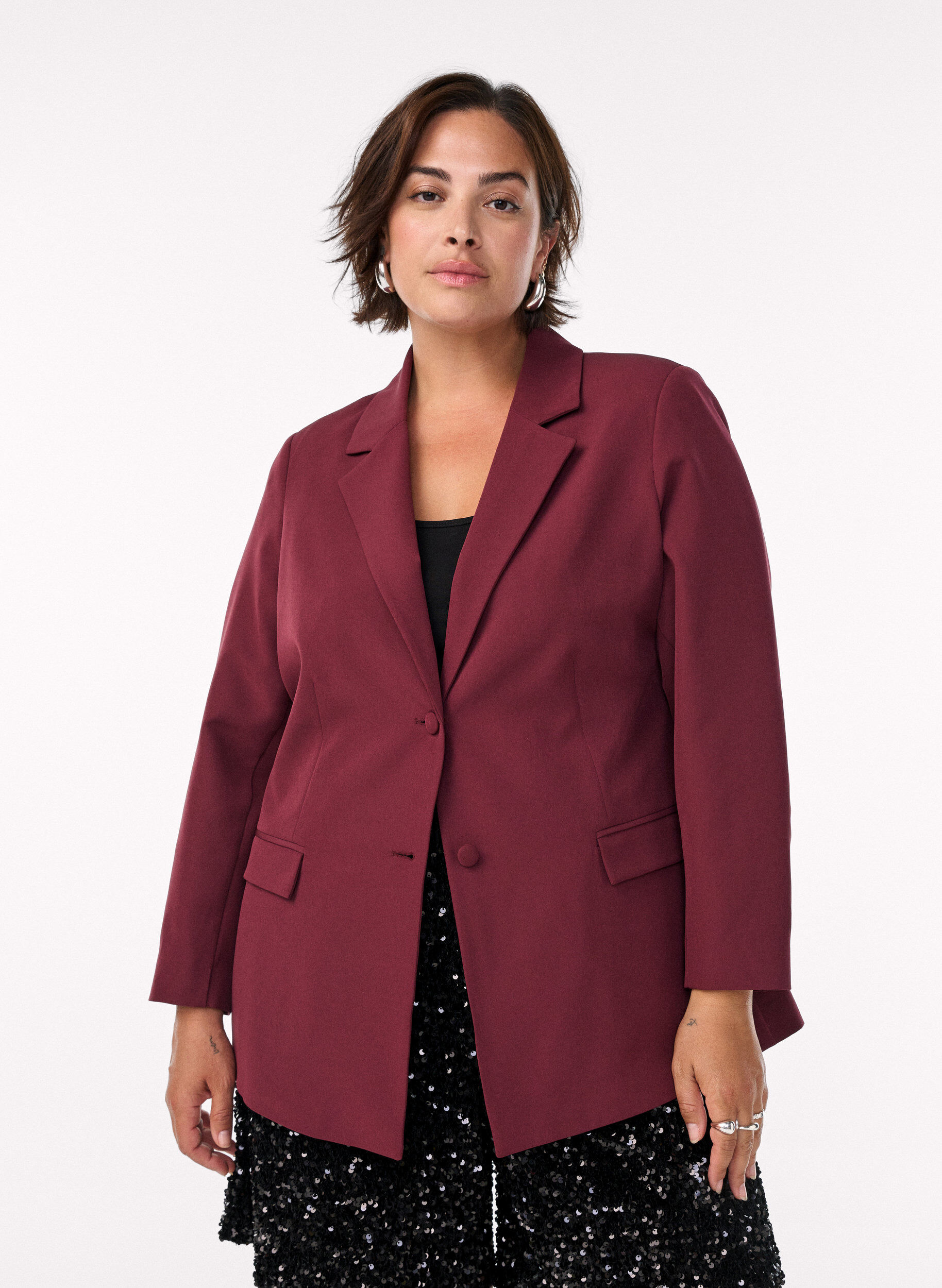Classic blazer with button fastening, Red, Model