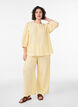Wide-leg linen and viscose trousers, Yellow, Model image number 0