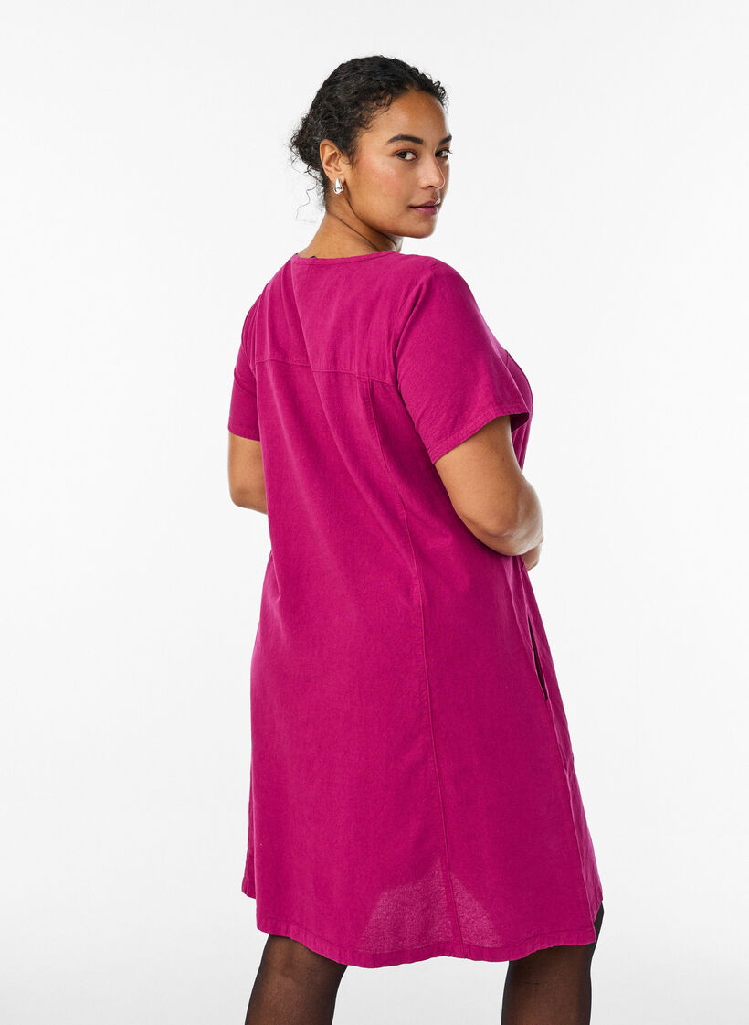 Short-sleeved cotton dress, Red, Model image number 2