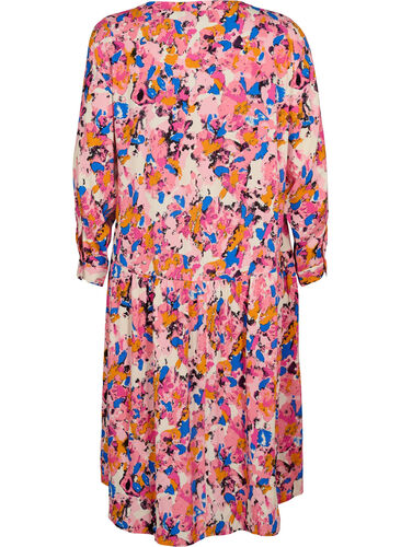 Long-sleeved viscose midi dress with print, Rosebloom GraphicAOP, Packshot image number 1