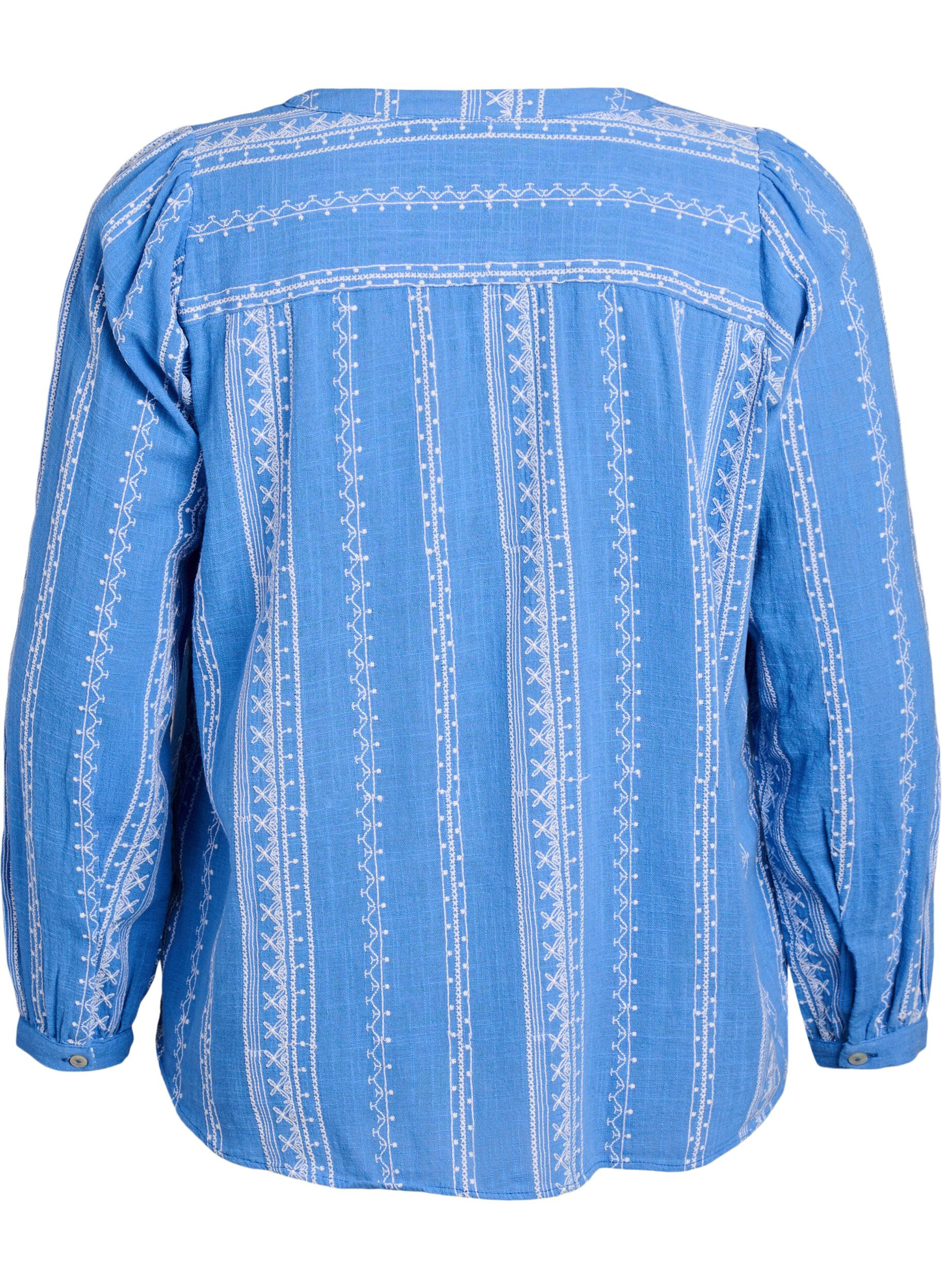 Zizzifashion Blouse with embroidered pattern, Blue, Packshot image number 1