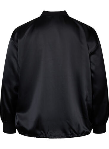 Bomber jacket with zipper and strings, Black, Packshot image number 1