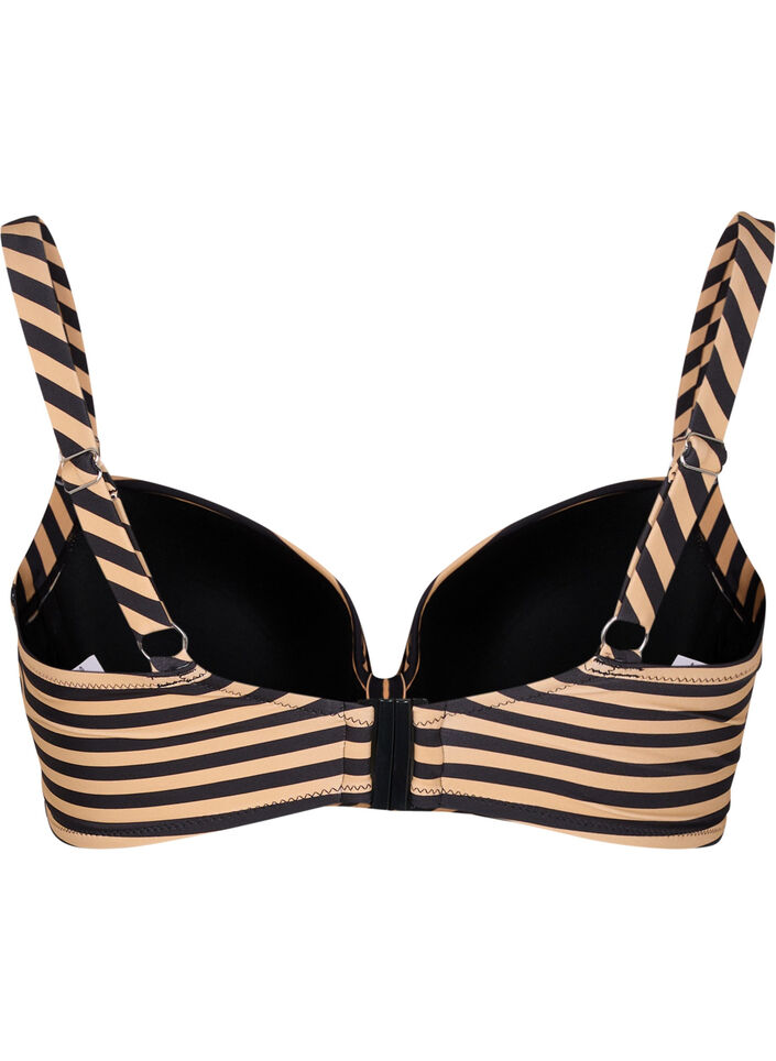 Bikini top with underwire and pattern, Brown, Packshot image number 1