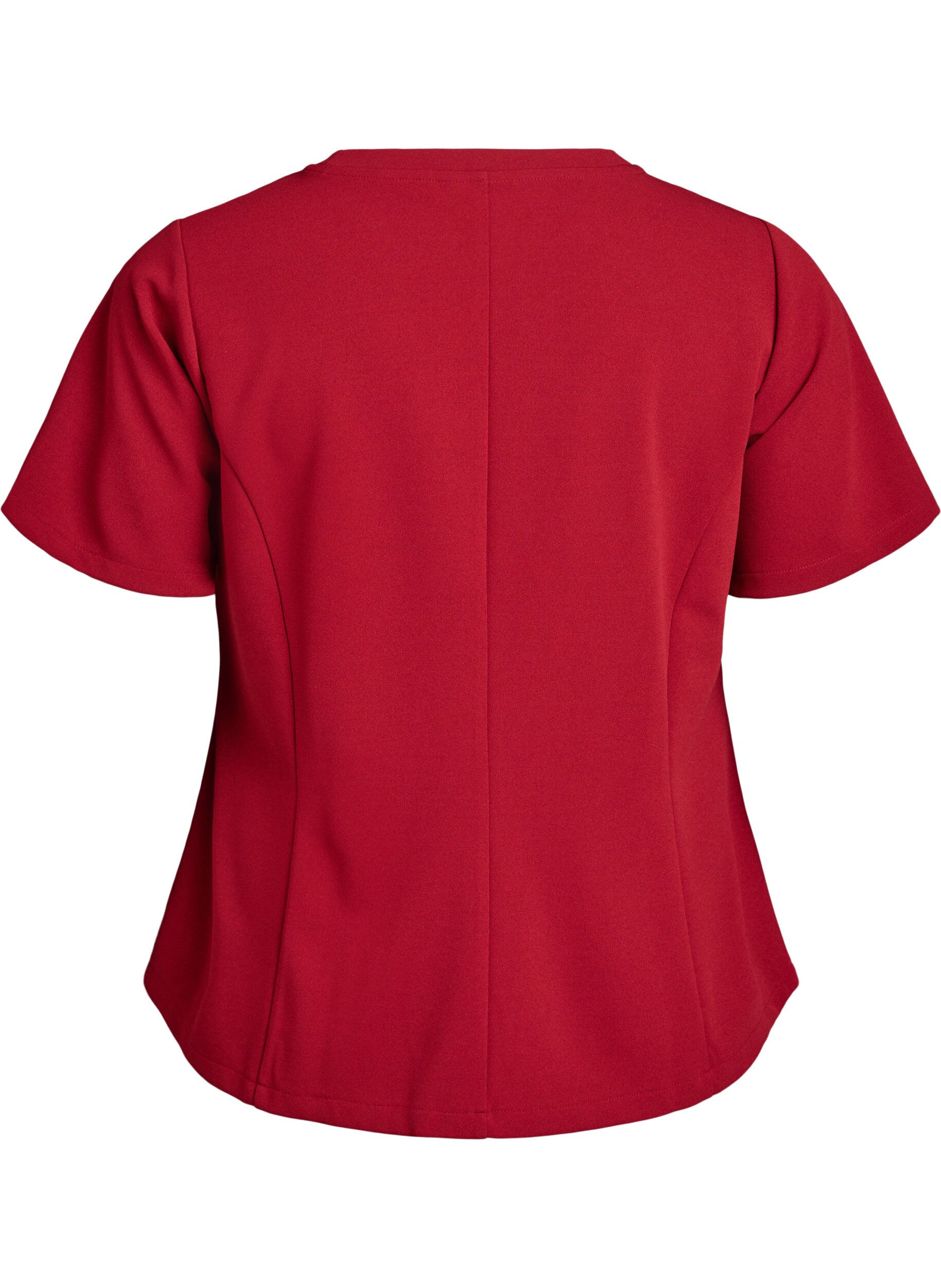 Zizzifashion Short-sleeved blouse with shaping darts, Red, Packshot image number 1
