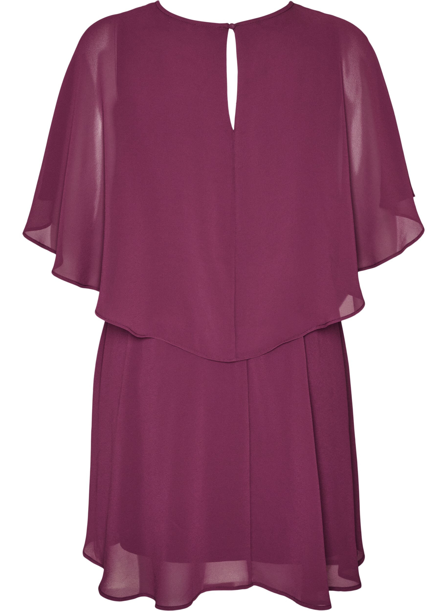 ZizzifashionShort chiffon party dress with layered effect, Red, Packshot image number 1