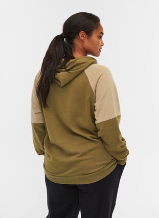 Sweatshirt with hood and pocket, Olive Drab, Model image number 1