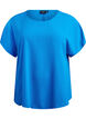 Blouse with short sleeves and a round neckline, Blue, Packshot image number 0